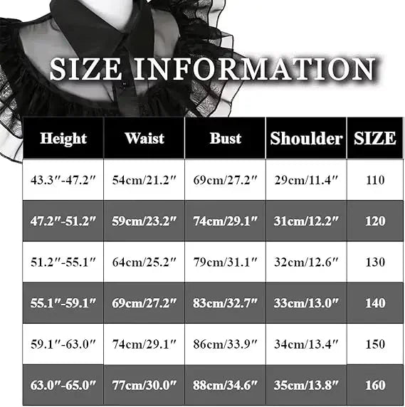 Wednesday Addams Kids Cosplay Costume Dress