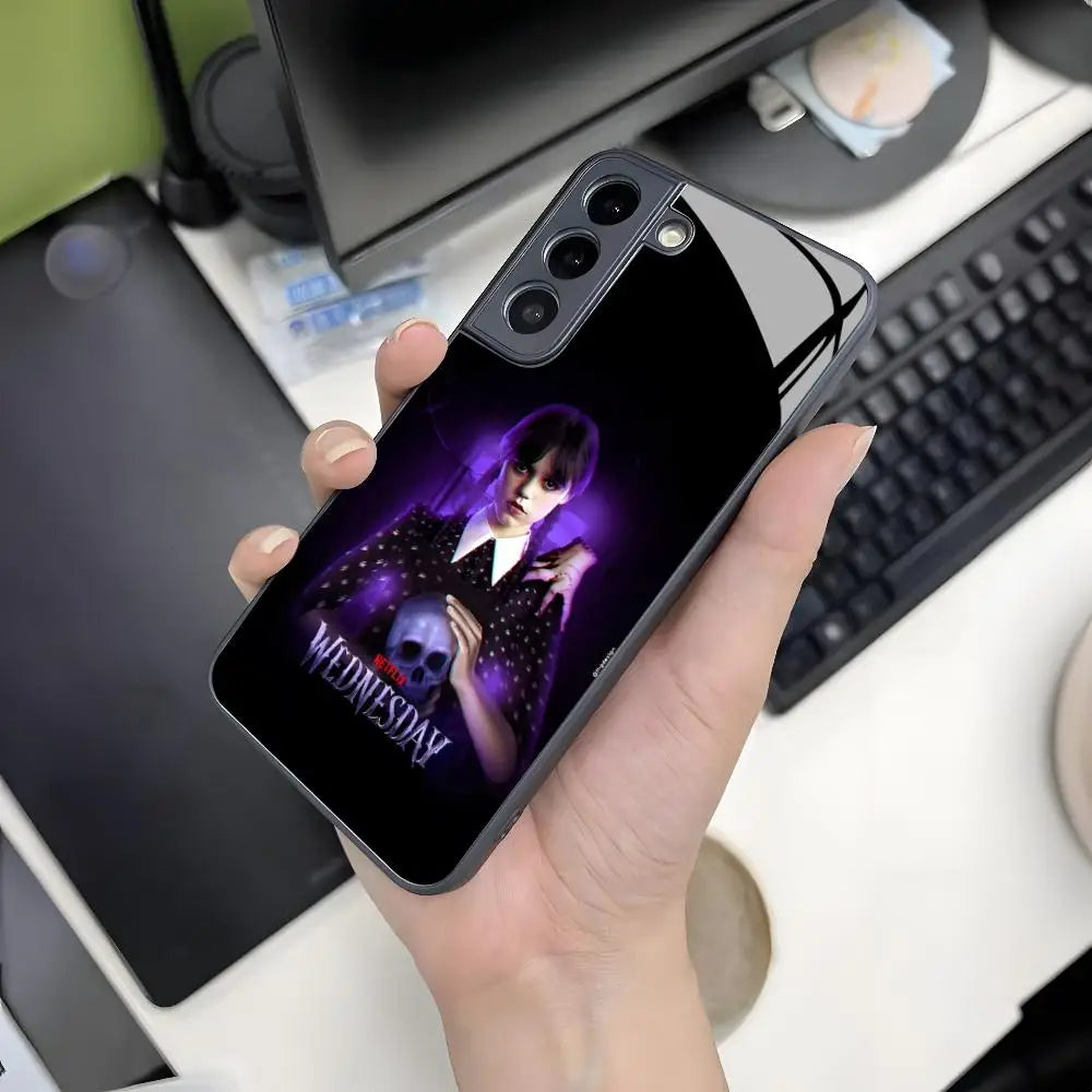 Wednesday Addams Samsung Phone Case – Gothic Purple Skull