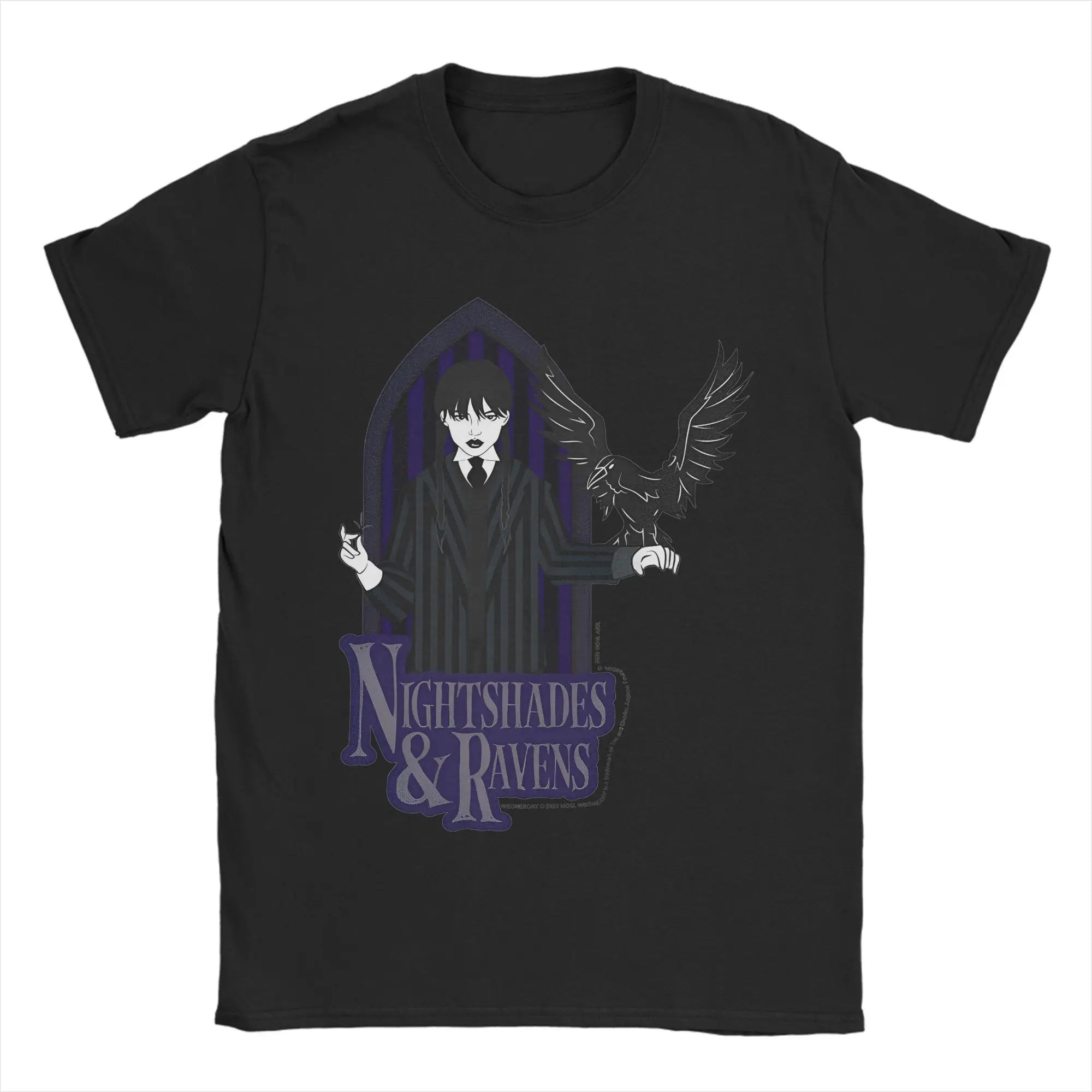 Black Wednesday Addams “Nightshades & Ravens” T-Shirt – Gothic