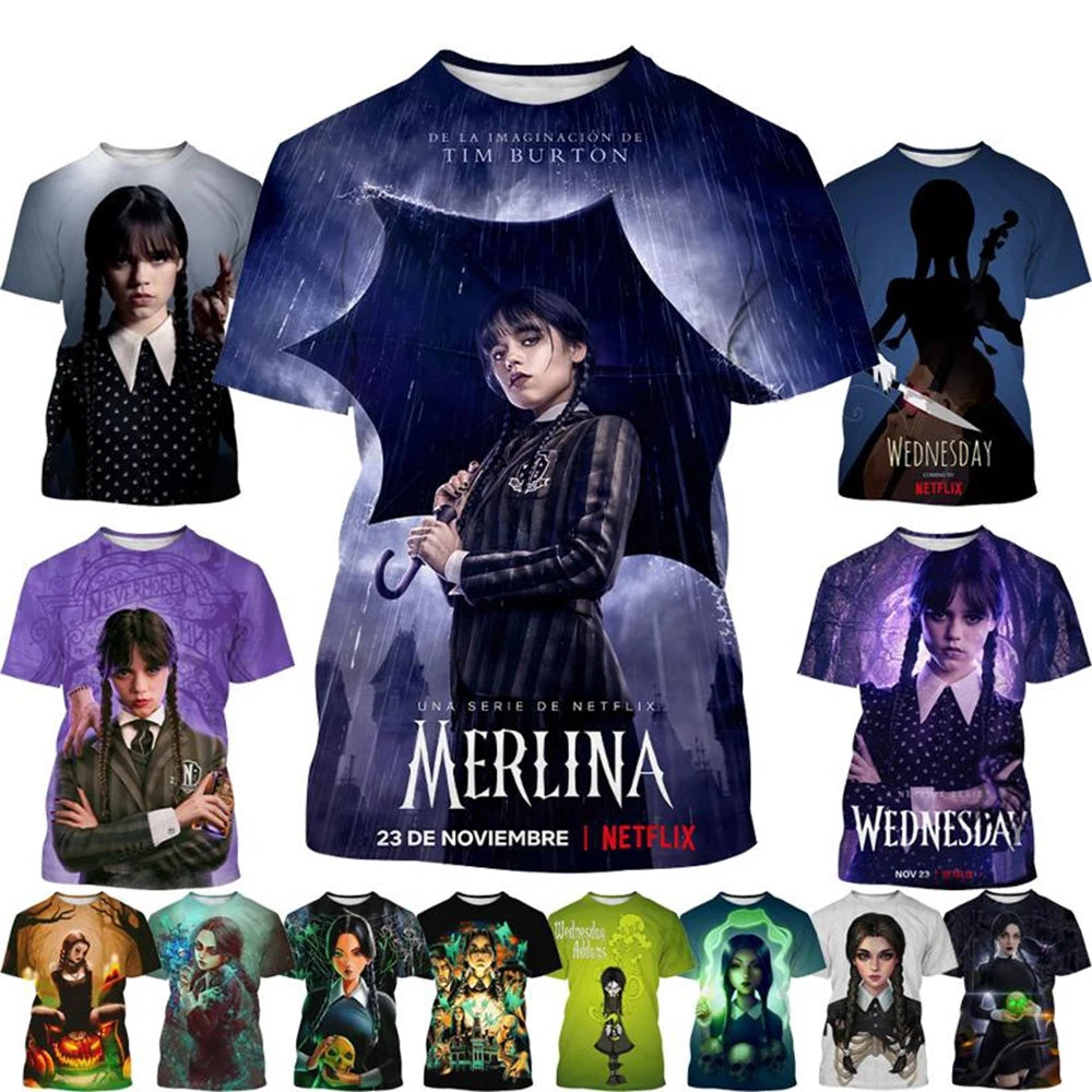 Wednesday Addams Gothic Black T-Shirt (Adult & Kids)