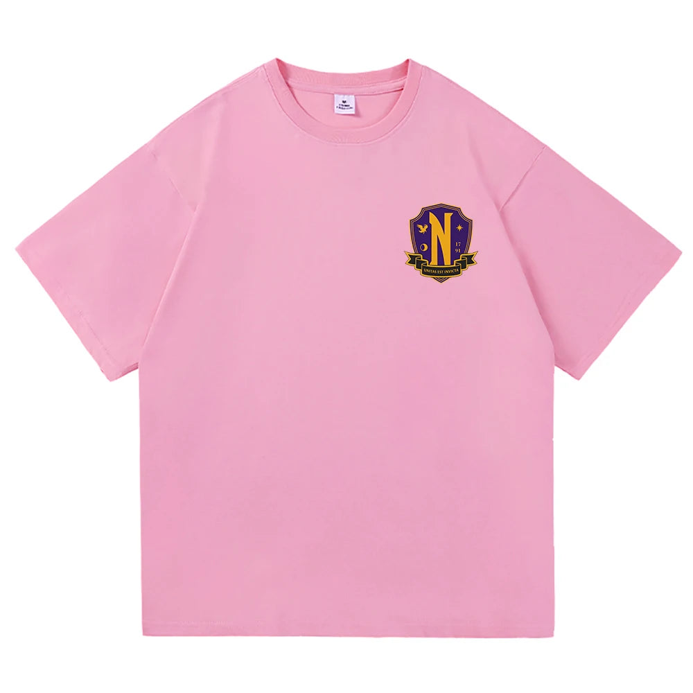 Wednesday Addams Nevermore Academy Pink T-Shirt