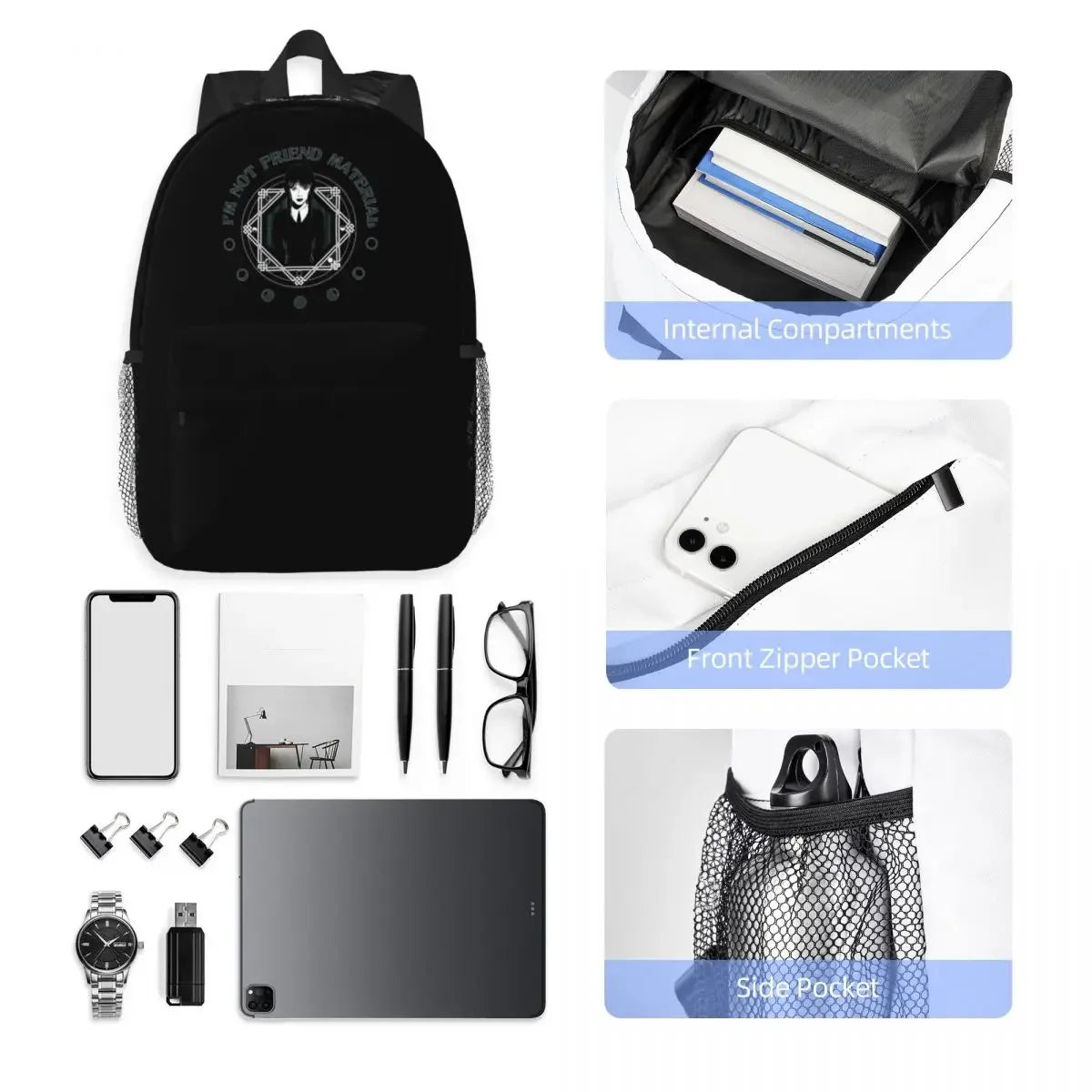Wednesday Addams Backpack – “I Hate Everything”