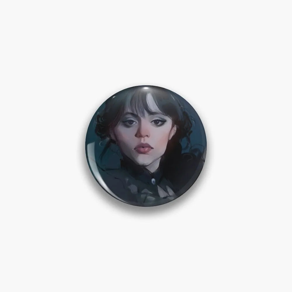 Wednesday Addams Portrait Button Pin