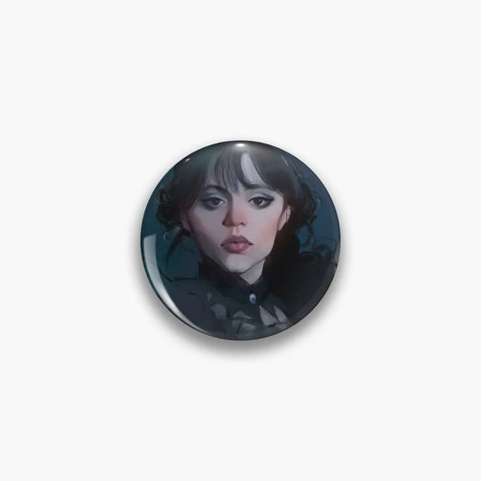 Wednesday Addams Portrait Button Pin