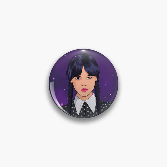 Wednesday Addams Purple Night Sky Button Pin