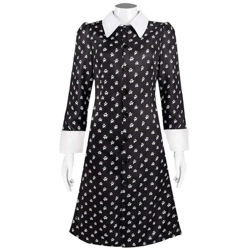 Wednesday Addams Black Dress Costume for Adults & Kids