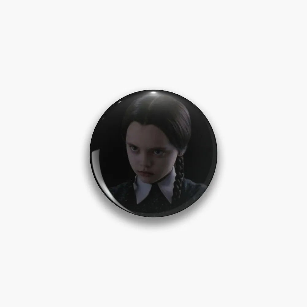 Wednesday Addams Moody Glare Button Pin