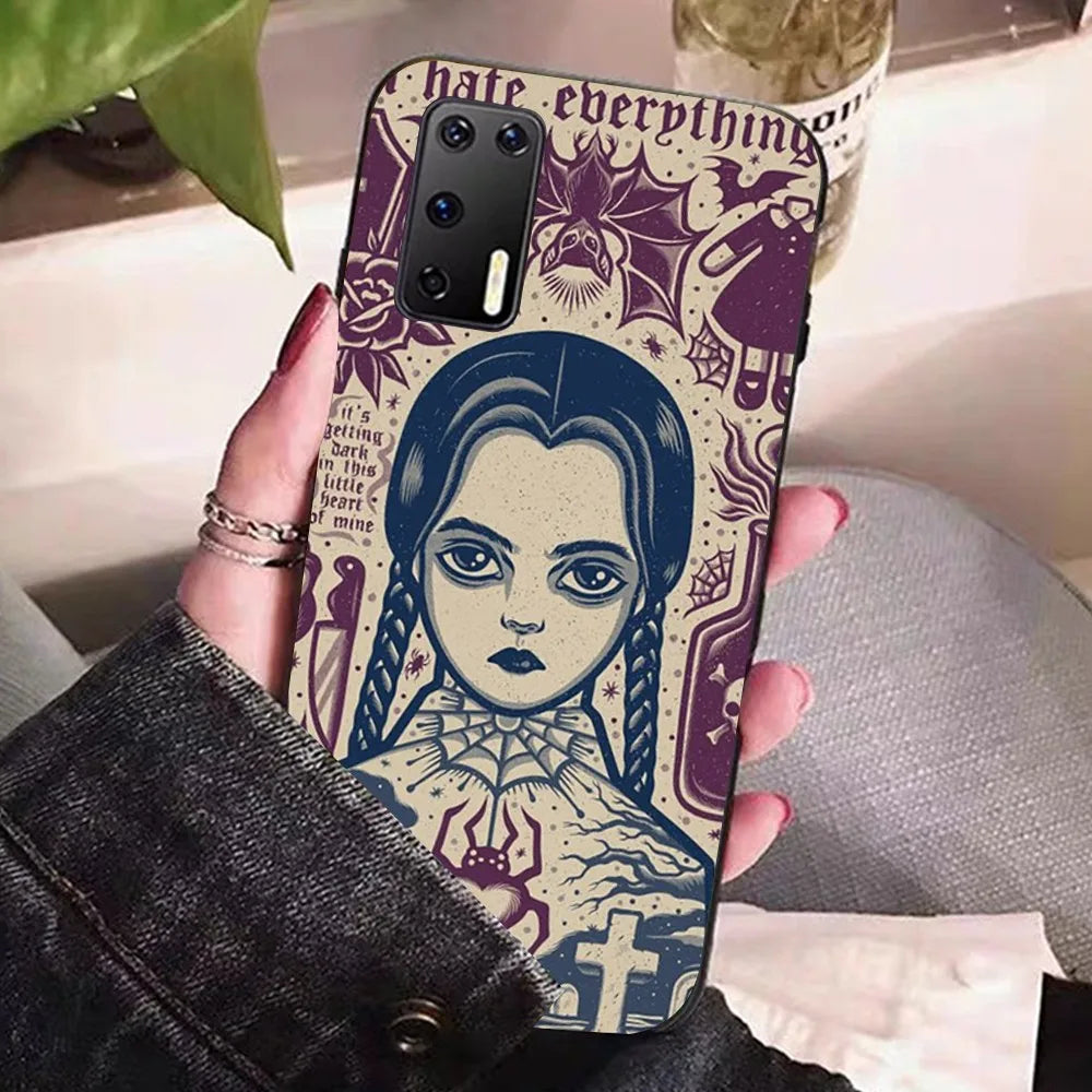 Wednesday Addams Beige Gothic Art Huawei Phone Case