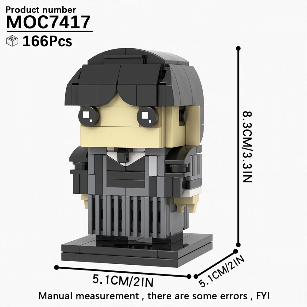Wednesday Addams MOC Bricks Figure – Gothic Collectible Building Toy (166 PCS)