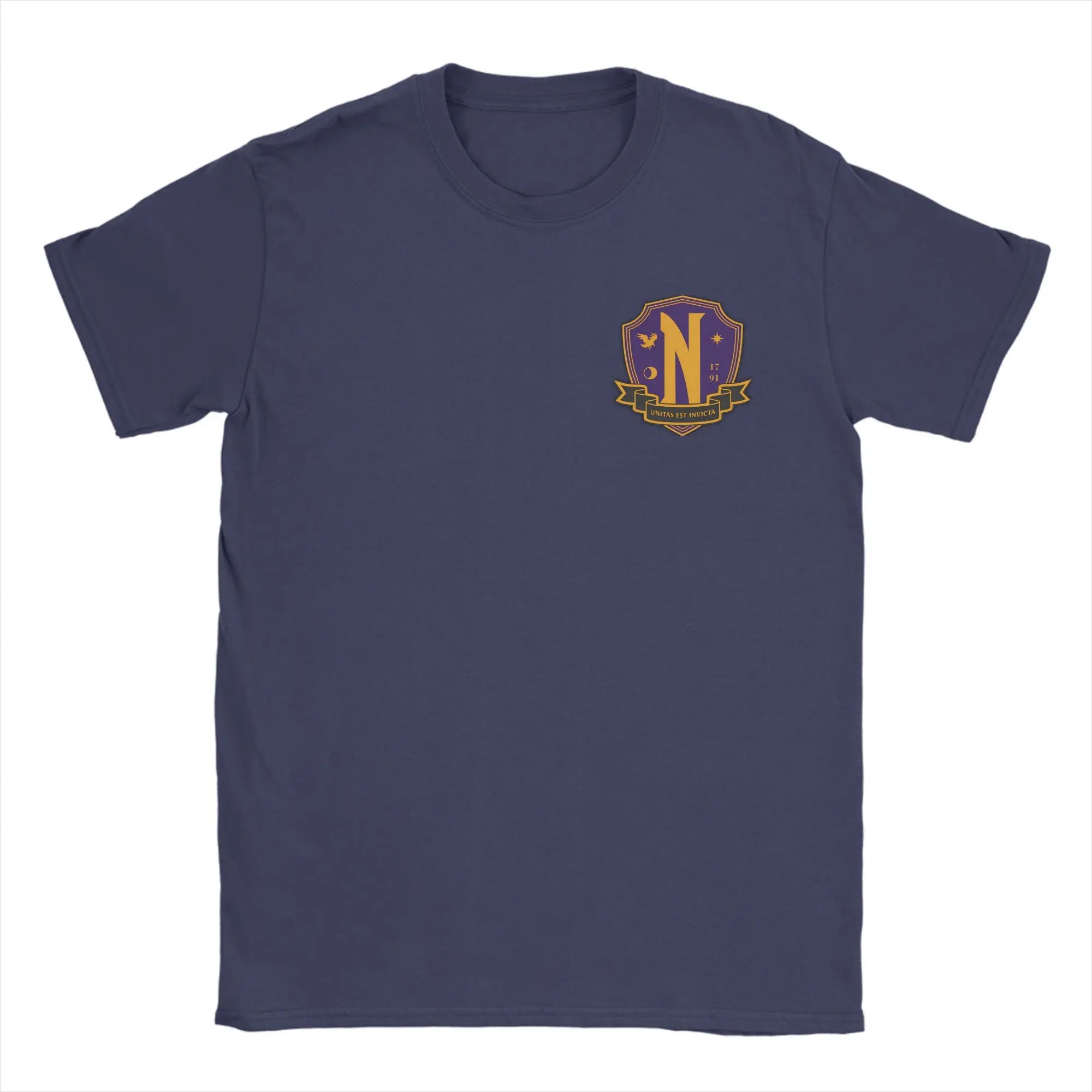 Navy Blue Nevermore Academy T-Shirt – Wednesday Addams