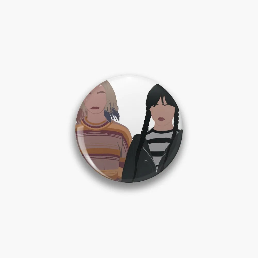 Wednesday & Enid Button Pin – Minimalist Netflix Series