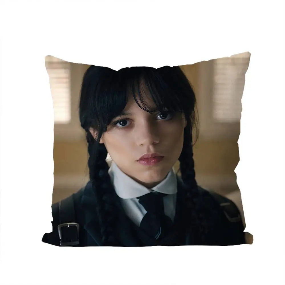 Wednesday Addams Close-Up Pillowcase – Gothic Nevermore Academy Cushion Cover