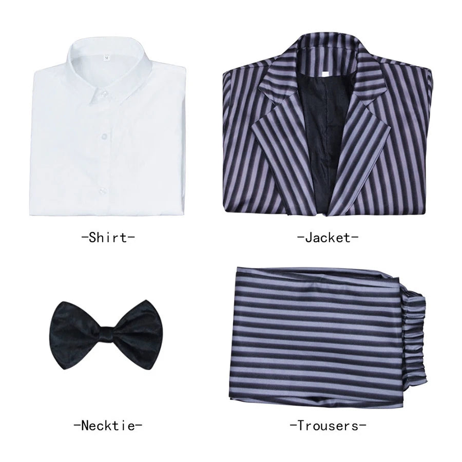 Gomez Addams Striped Suit Costume for Adults & Kids