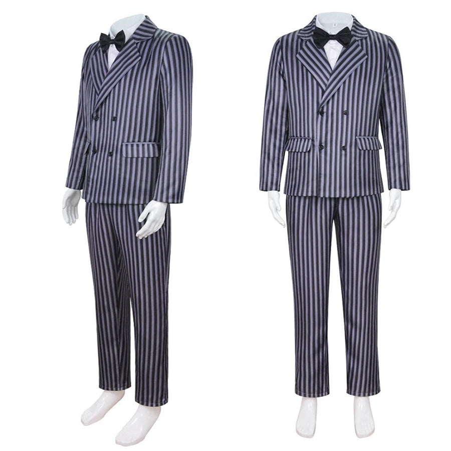 Gomez Addams Striped Suit Costume for Adults & Kids