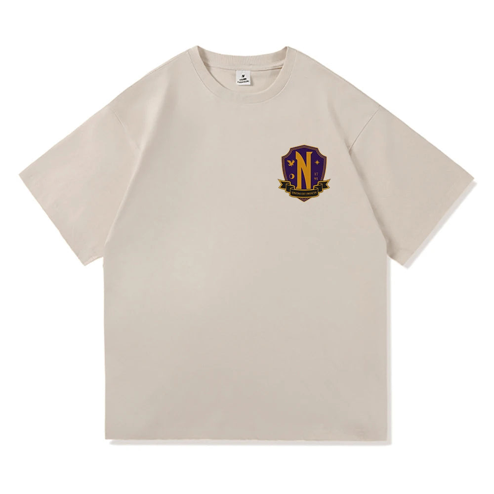 Wednesday Addams Nevermore Academy Beige T-Shirt