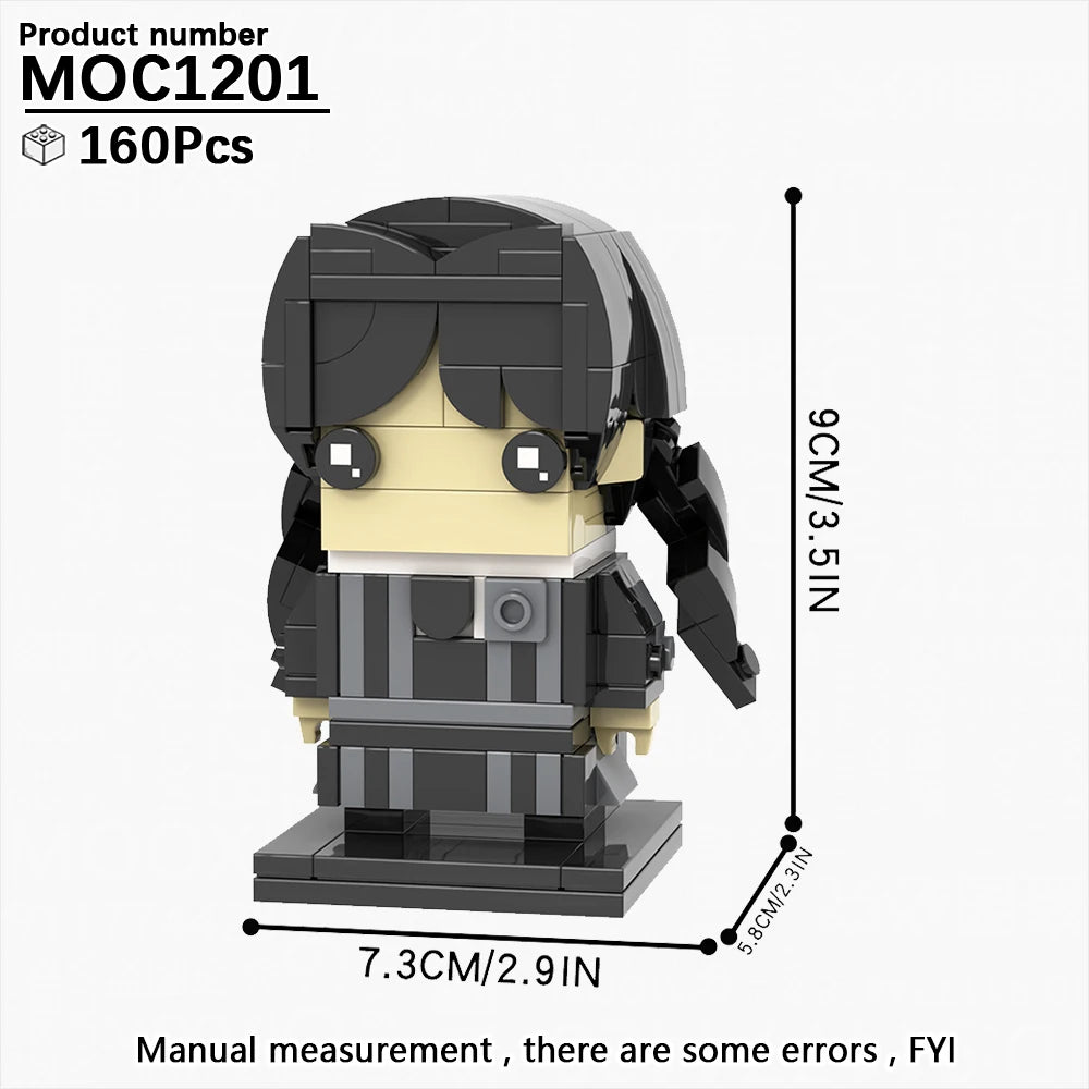 Wednesday Addams MOC Bricks Figure – Gothic Building Set (160 PCS)