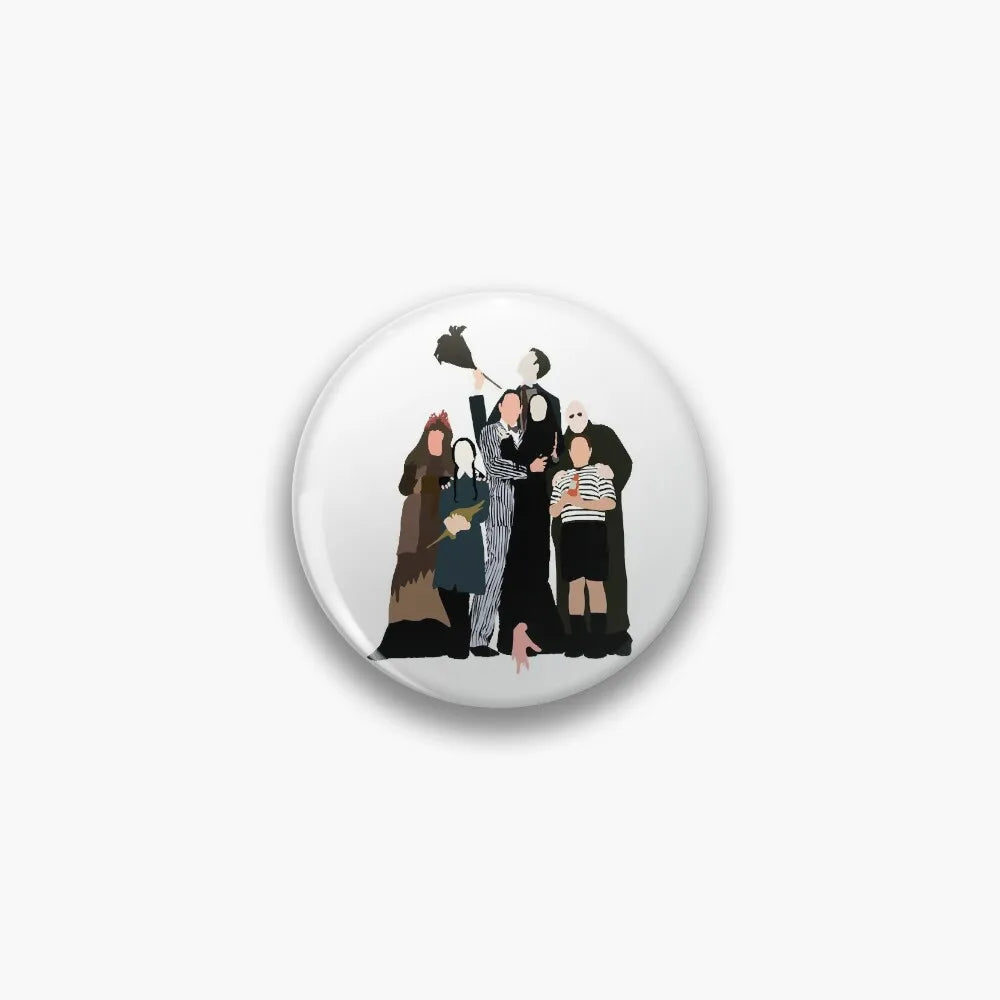 Addams Family Button Pin – Minimalist Cartoon