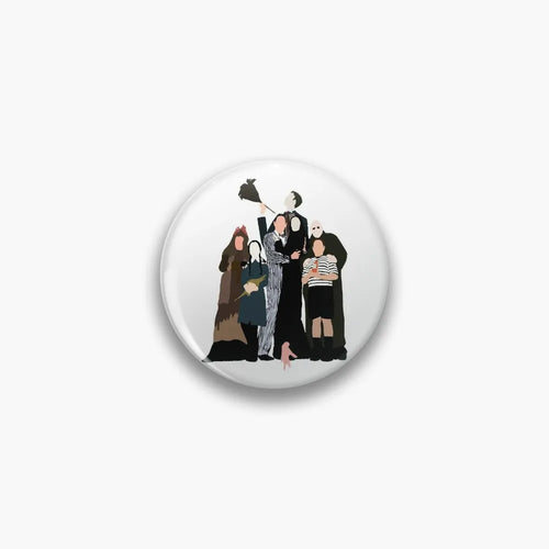 Addams Family Button Pin – Minimalist Cartoon