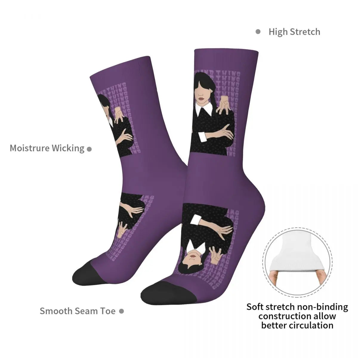 Wednesday Addams Purple Socks – Gothic Nevermore Academy