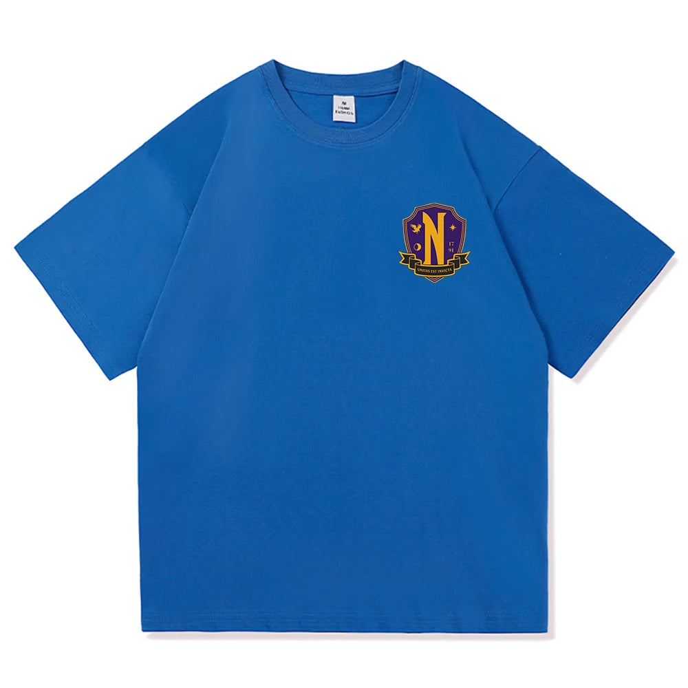 Wednesday Addams Nevermore Academy Blue T-Shirt