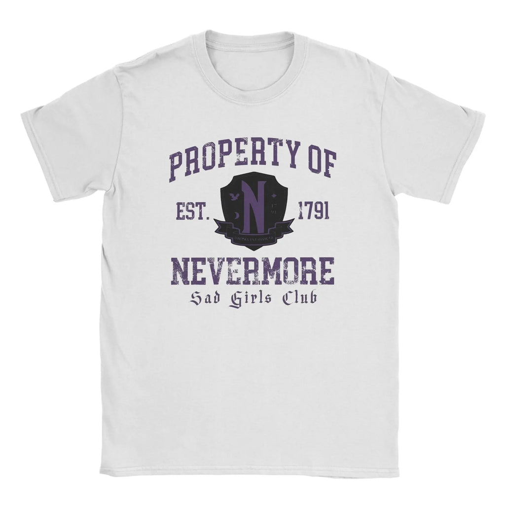 White Nevermore Academy “Sad Girls Club” T-Shirt – Wednesday Addams