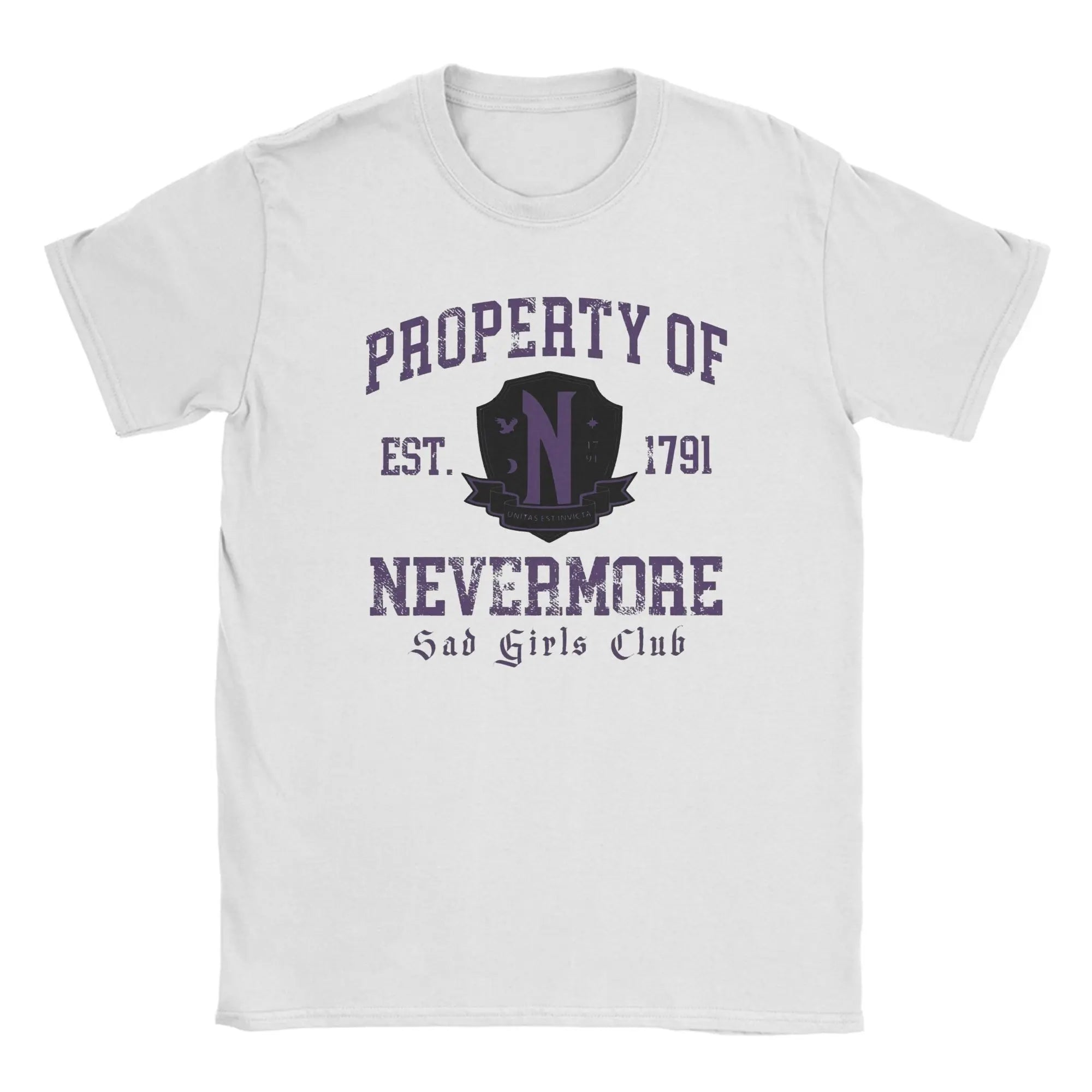 White Nevermore Academy “Sad Girls Club” T-Shirt – Wednesday Addams