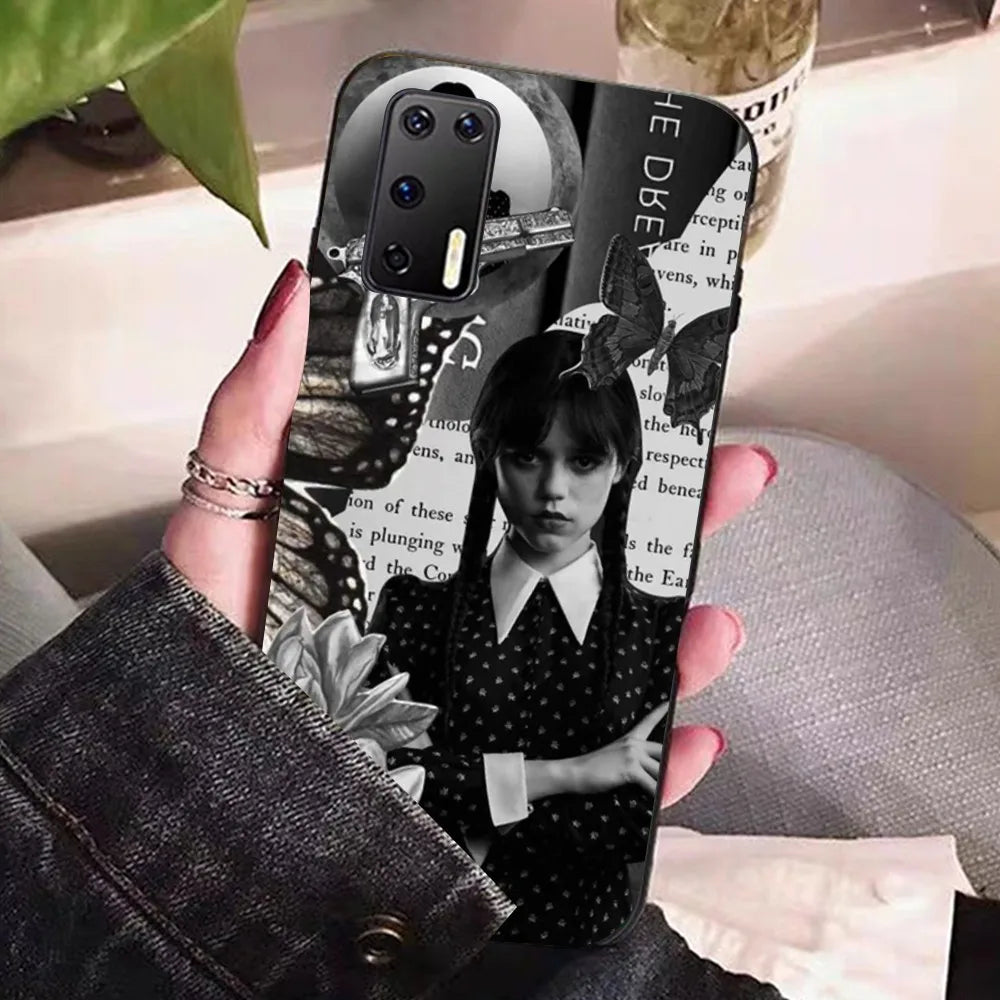 Wednesday Addams Black & White Butterfly Huawei Phone Case