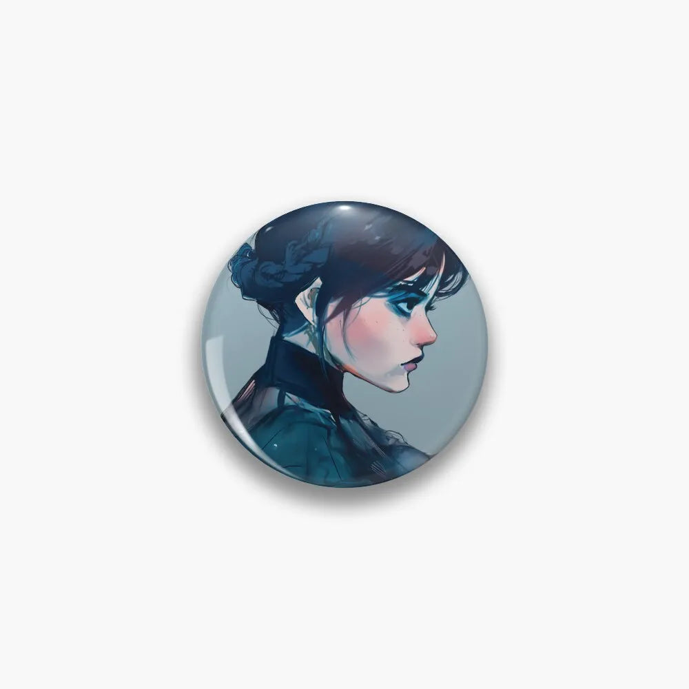 Wednesday Addams Profile Button Pin