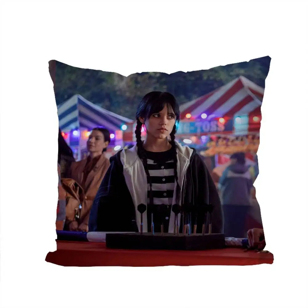 Wednesday Addams Carnival Pillowcase – Gothic Cushion Cover