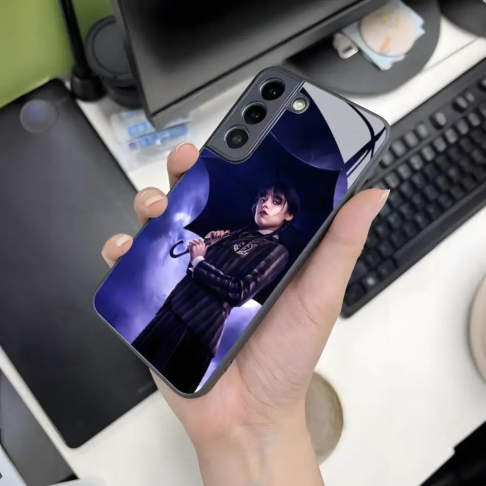 Wednesday Addams Samsung Phone Case – Gothic Umbrella & Full Moon