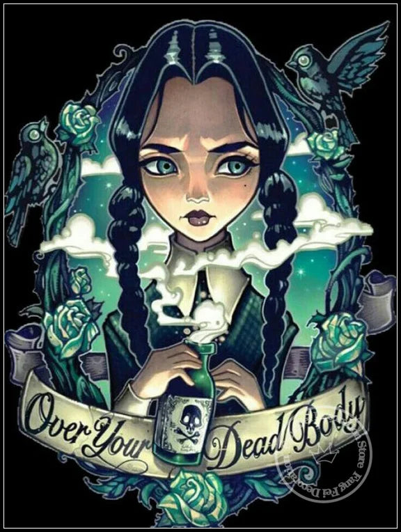 Wednesday Addams “Over Your Dead Body” Full Drill Diamond Painting Kit Poster