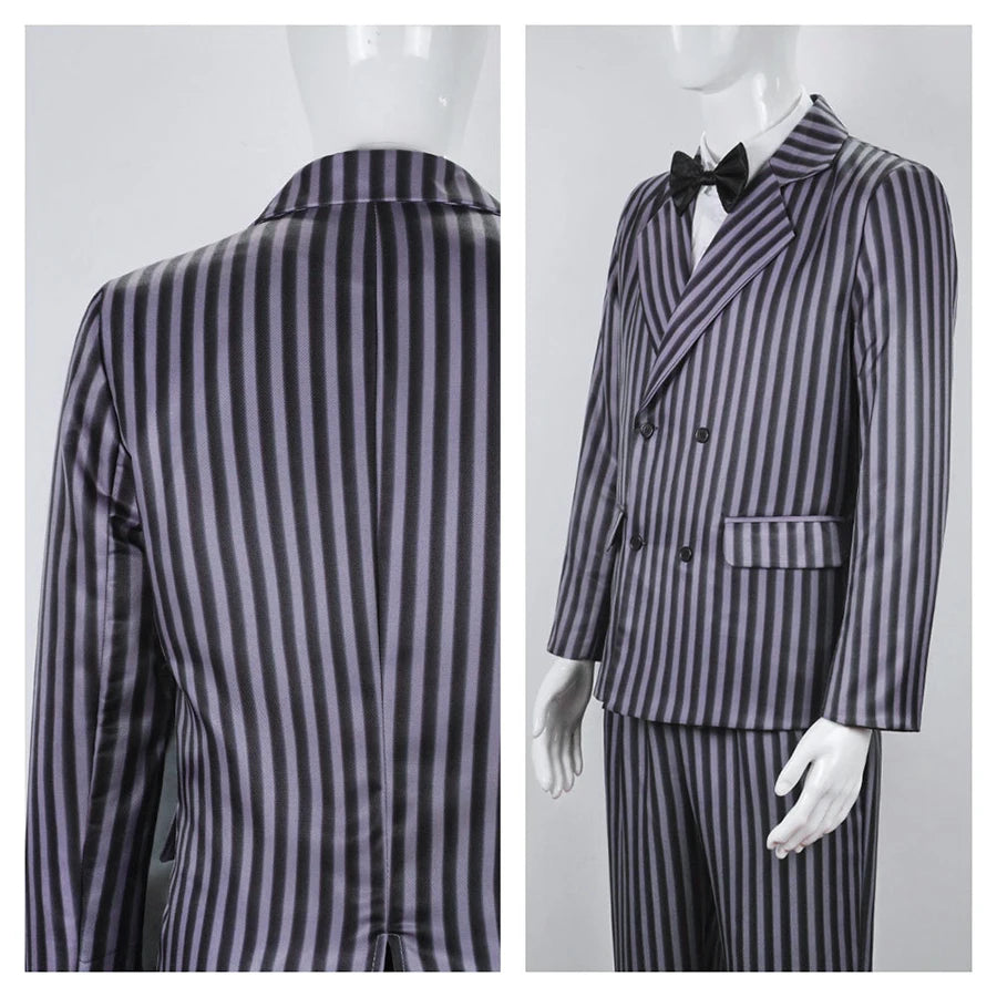 Gomez Addams Striped Suit Costume for Adults & Kids